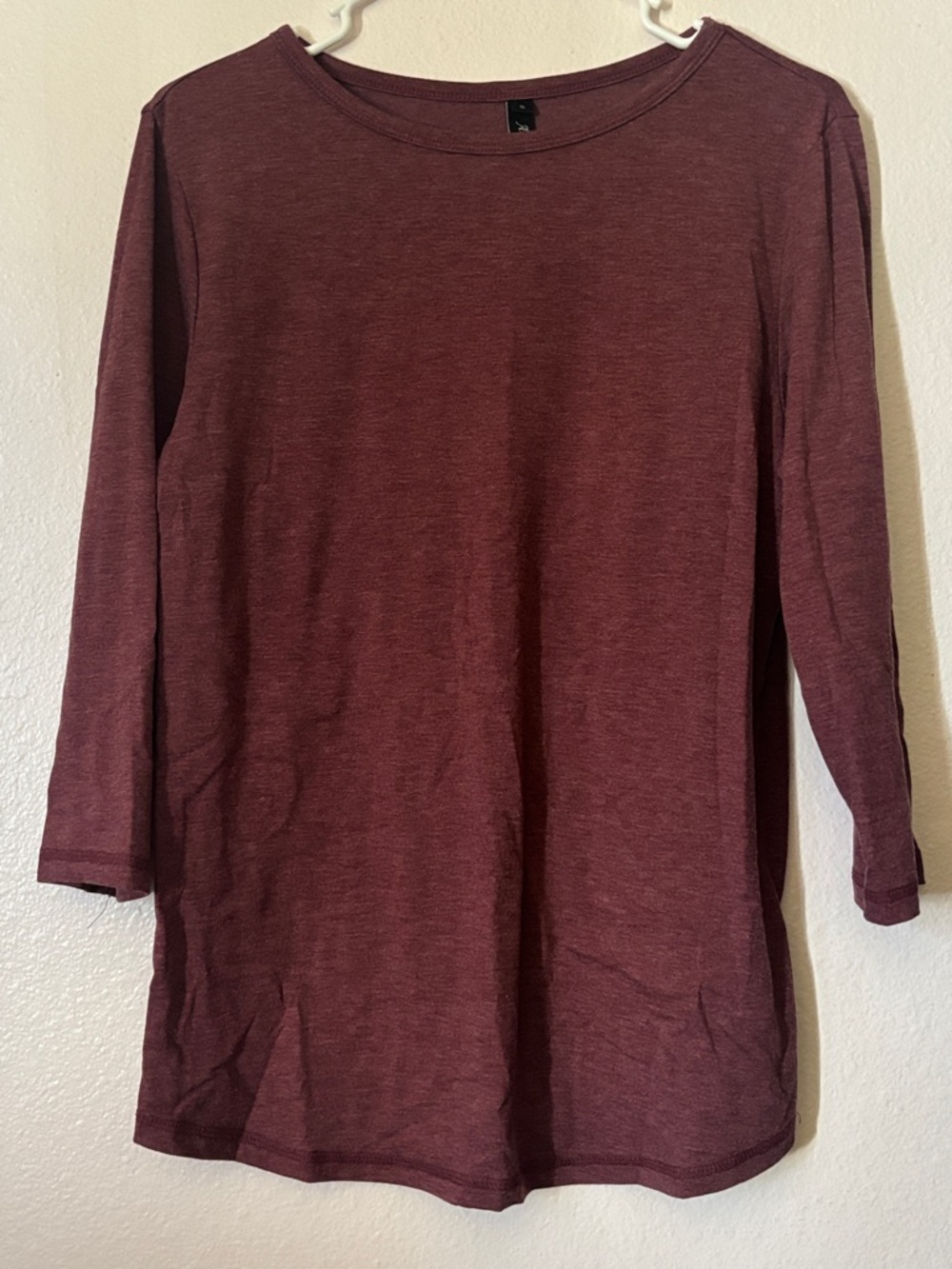 Women’s Wine Red  3/4 Sleeve Boatneck Top, Size S